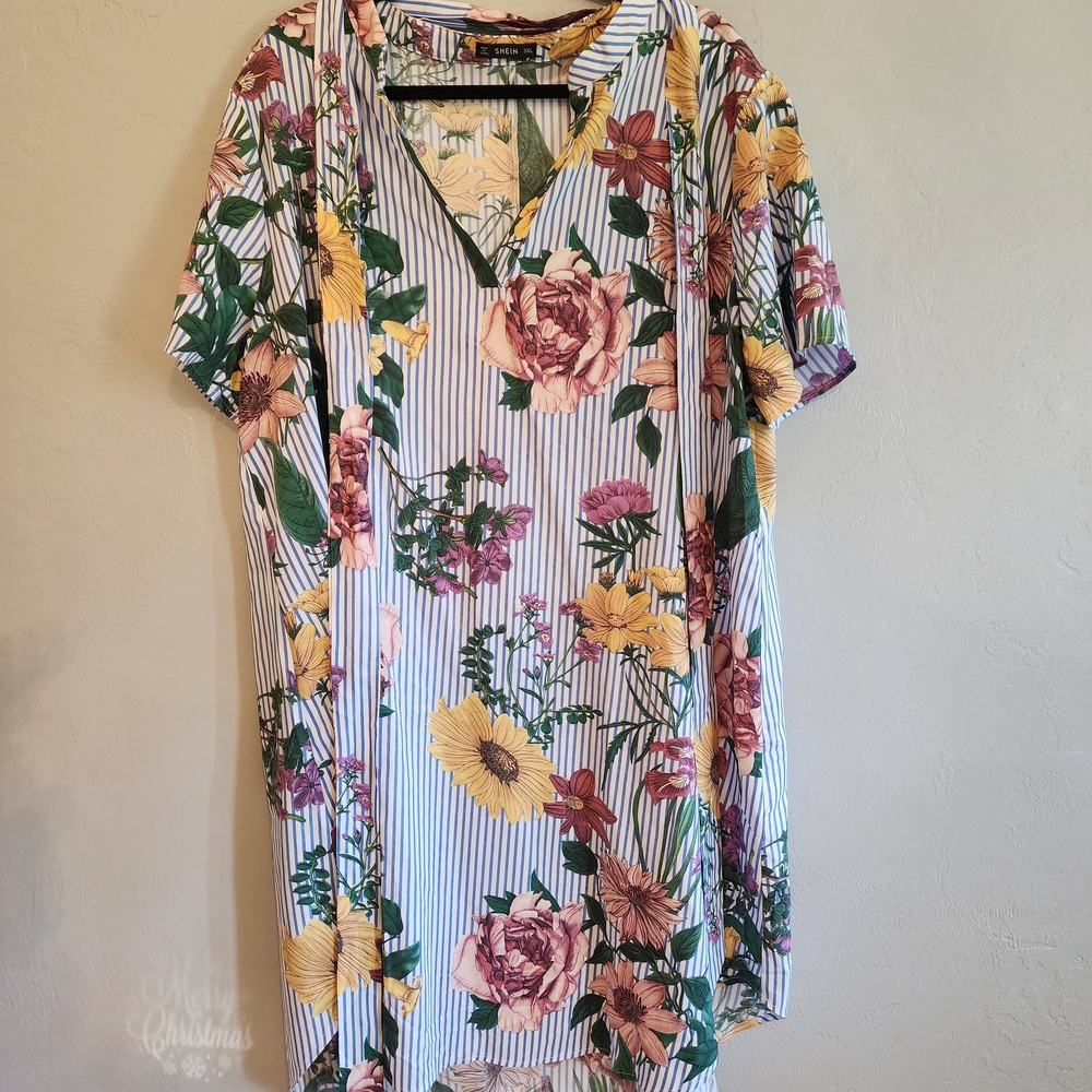 3 For $15 Sale! Floral Striped Short Sleeve Dress